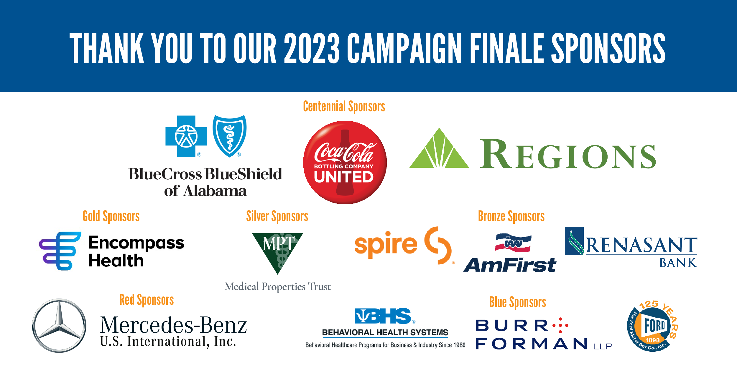 Thank you to the United Way of Central Alabama 2023 Campaign Finale Sponsors