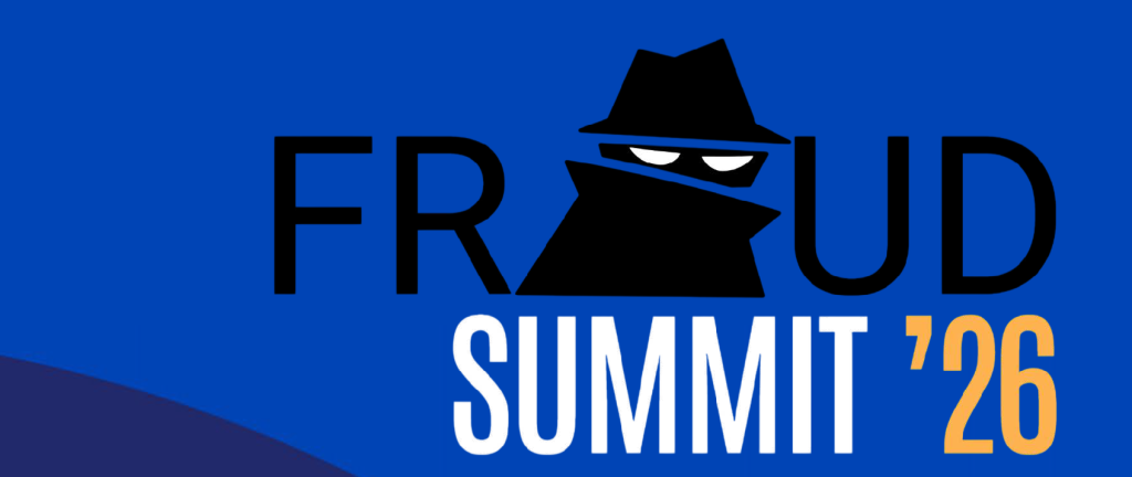 Fraud Summit 2026 event flyer with a stylized spy icon