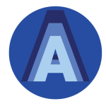 Area Agency on Aging Logo featuring a layered blue letter A within a blue circle