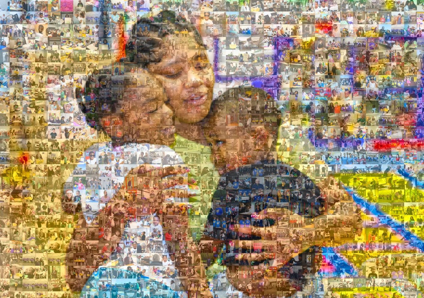 A mother embraces her young children in a classroom, highlighting how community support helps families access quality early learning opportunities through the Power of Us campaign.