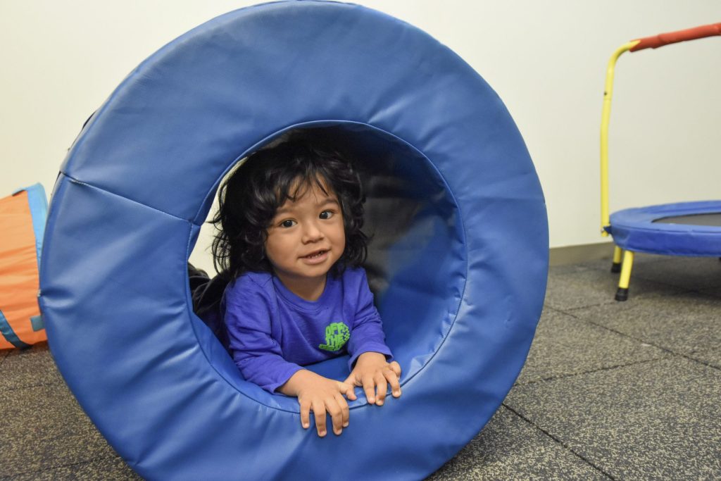 Angelo participates in play-based therapy at Easterseals of Central Alabama pediatric clinic