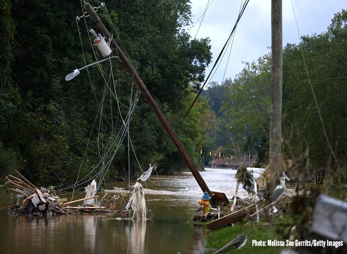 A photo of the aftermath of Hurricane Helene